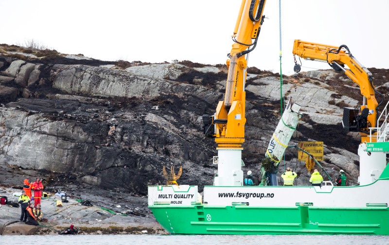 © Reuters. A helicopter has crashed west of the Norwegian city of Bergen