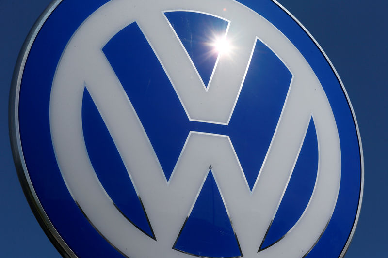 © Reuters. A Volkswagen logo is pictured at Volkswagen's headquarters in Wolfsburg