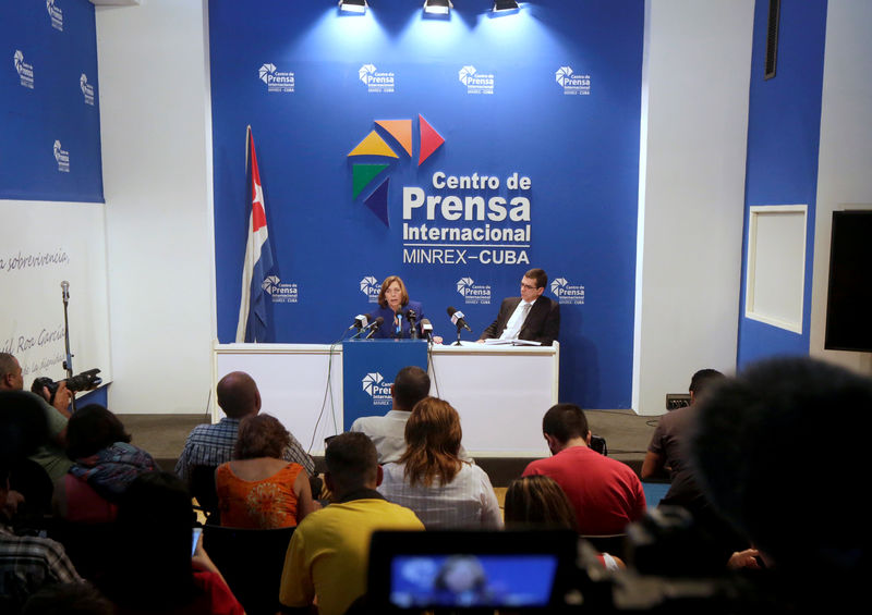 © Reuters. Josefina Vidal, director of U.S. affairs at the Cuban foreign ministry, addresses the media during a conference in Havana