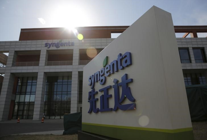 © Reuters. Syngenta's logo is seen at Syngenta Biotech Center in Beijing