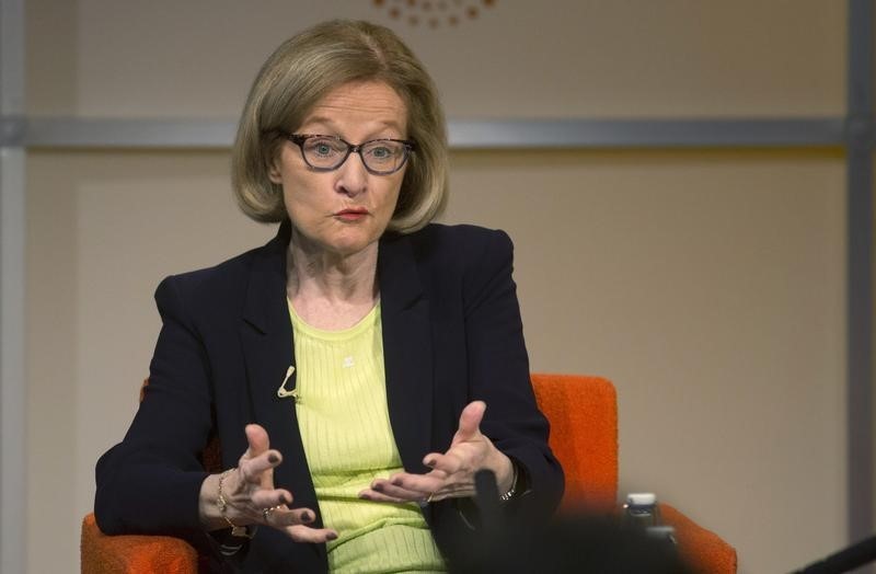 © Reuters. Nouy, chair of the Supervisory Board of the European Central Bank speaks at a Thomson Reuters newsmaker event in London