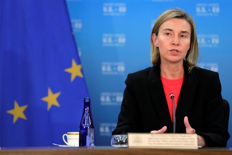 © Reuters. European Union Foreign Policy Chief Federica Mogherini speaks during the seventh U.S.–E.U. Energy Security Council in Washington