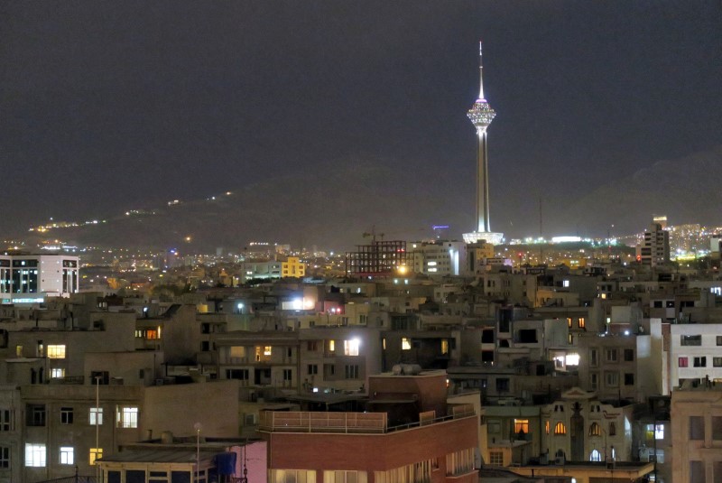 © Reuters. View shows Tehran's skyline at night with the Milad tower