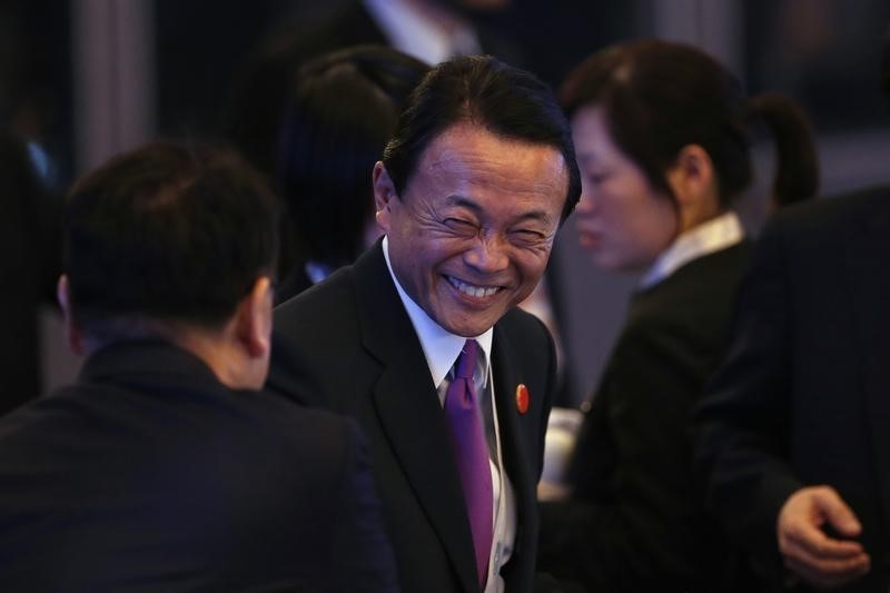 © Reuters. Japan's Finance Minister Taro Aso attends the opening ceremony of  the G20 finance ministers and central bank governors meeting in Shanghai,