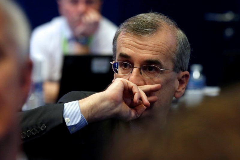 © Reuters. Bank of France Governor Villeroy de Galhau listens to questions duringa Farewell Symposium in Paris