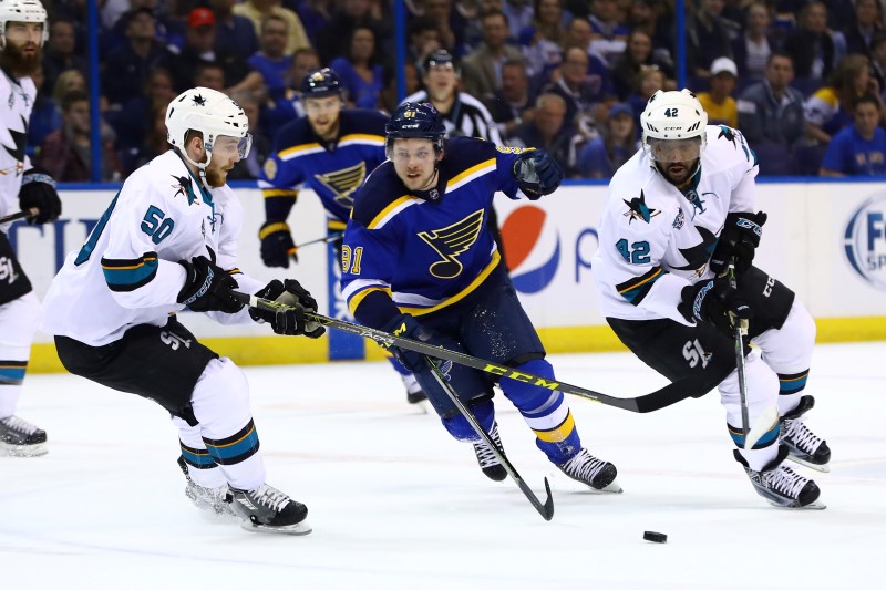 © Reuters. NHL: Stanley Cup Playoffs-San Jose Sharks at St. Louis Blues