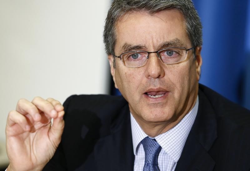 © Reuters. WTO Director-General Azevedo gestures during a news conference  in Geneva