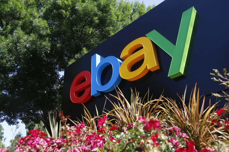 © Reuters. An eBay sign is seen at an office building in San Jose, California