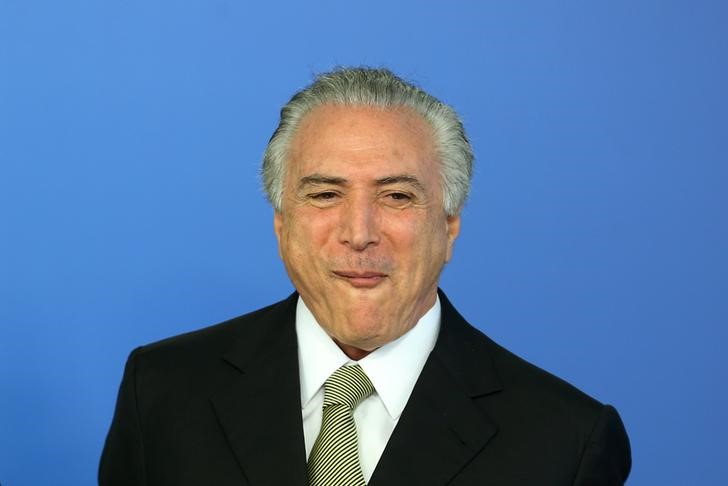 © Reuters. Presidente interino, Michel Temer, durante evento no Palácio do Planalto