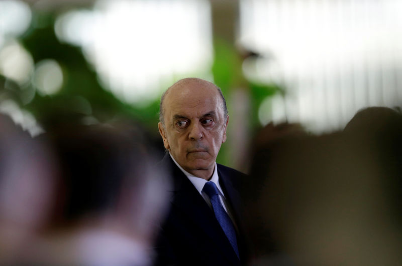 © Reuters. Ministro das Relações Exteriores, José Serra, em cerimônia no Palácio do Itamaraty, em Brasília