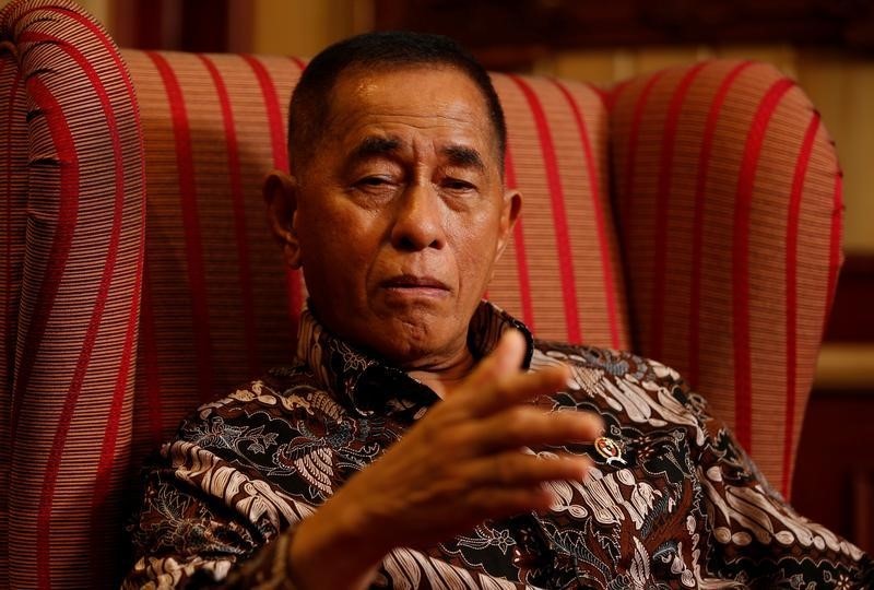 © Reuters. Indonesia's Defence Minister Ryamizard Ryacudu gestures during an interview with Reuters in Jakarta