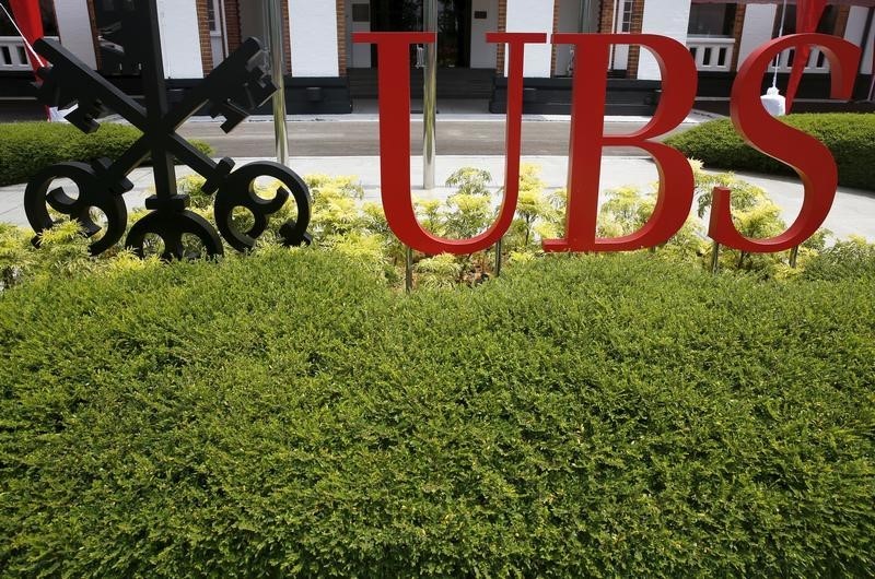 © Reuters. A view of the signange outside UBS Business University which houses their innovation center Evolve in Singapore