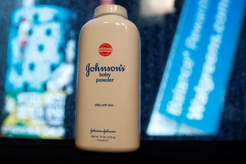 © Reuters. A bottle of Johnson's Baby Powder is seen in a photo illustration taken in New York