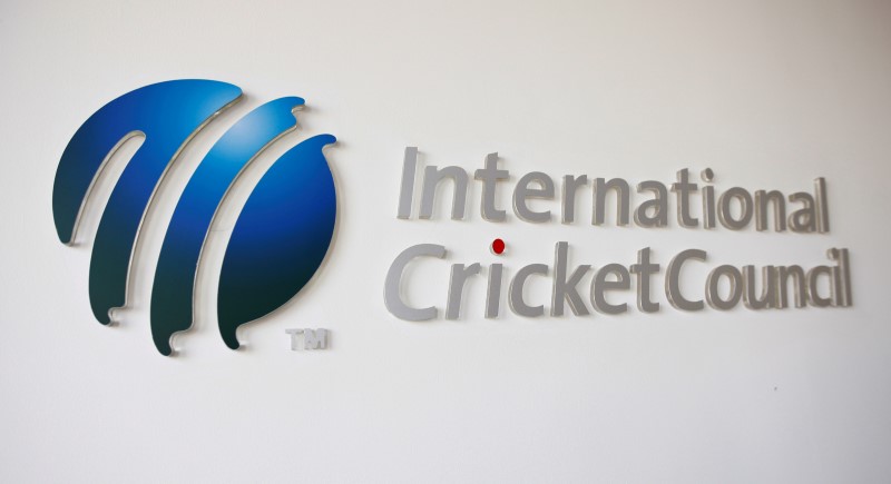 © Reuters. The International Cricket Council (ICC) logo at the ICC headquarters in Dubai