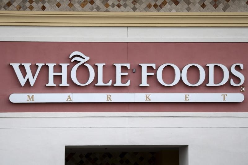 © Reuters. A Whole Foods Market store logo is pictured on a building in Boca Raton, Florida