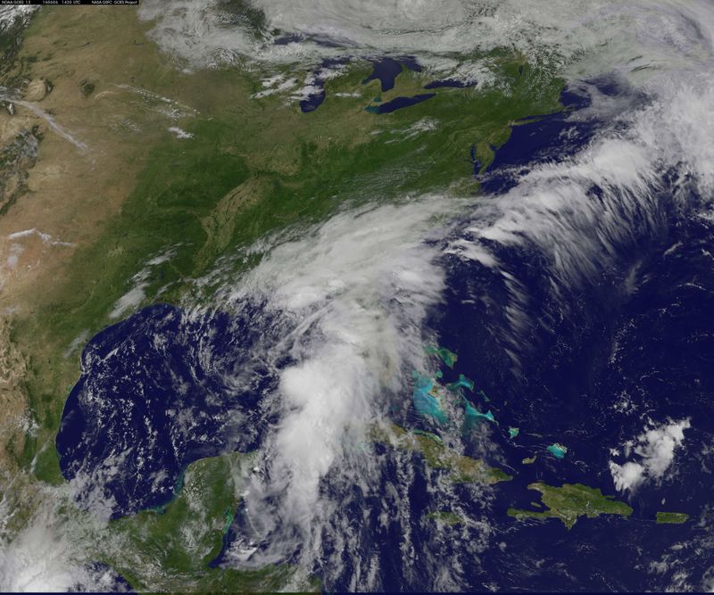 © Reuters. A NASA satellite image showing the Tropical Storm Colin over Florida and the U.S. South-East coast