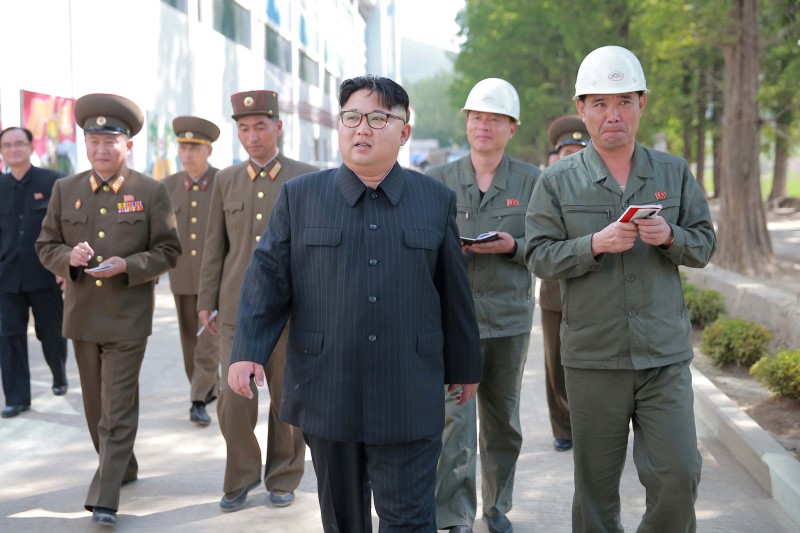 © Reuters. North Korean leader Kim Jong Un visits the construction site of Ryongaksan soap factory in this undated photo released by North Korea's Korean Central News Agency