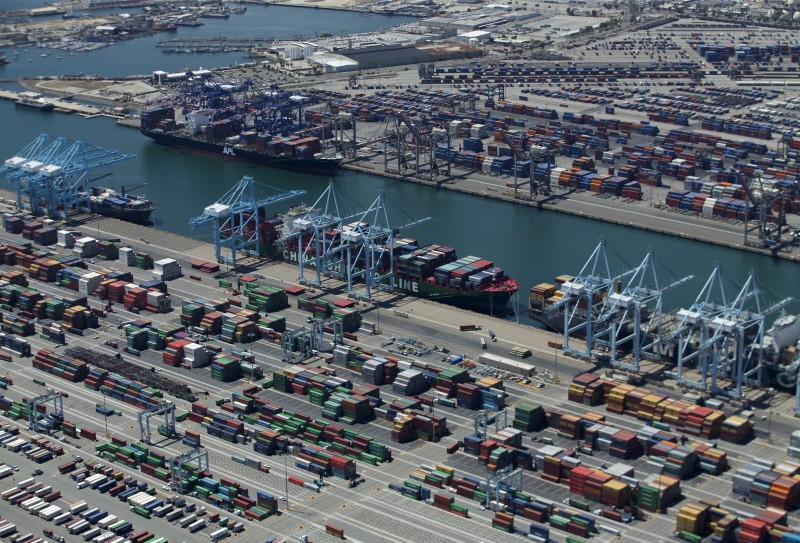 © Reuters. The Port of Long Beach is shown in this aerial photograph taken above Long Beach, California