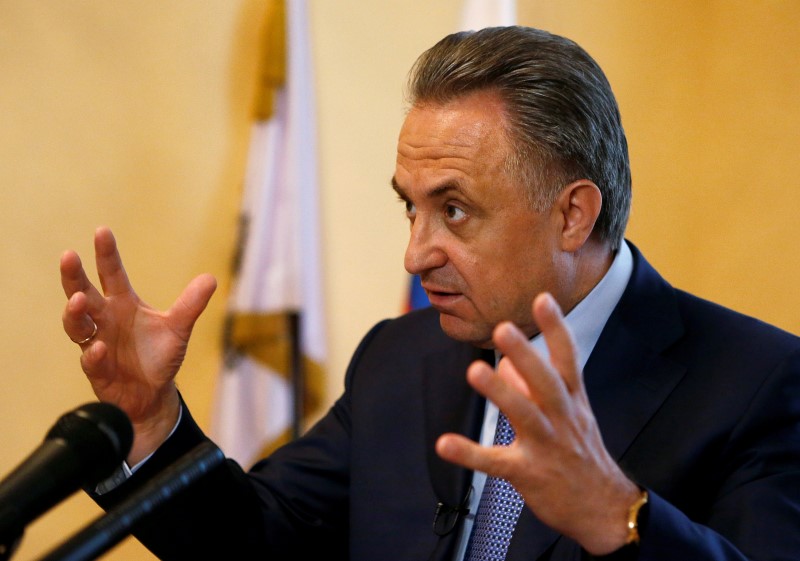 © Reuters. Russian Sports Minister Mutko speaks during interview in Moscow