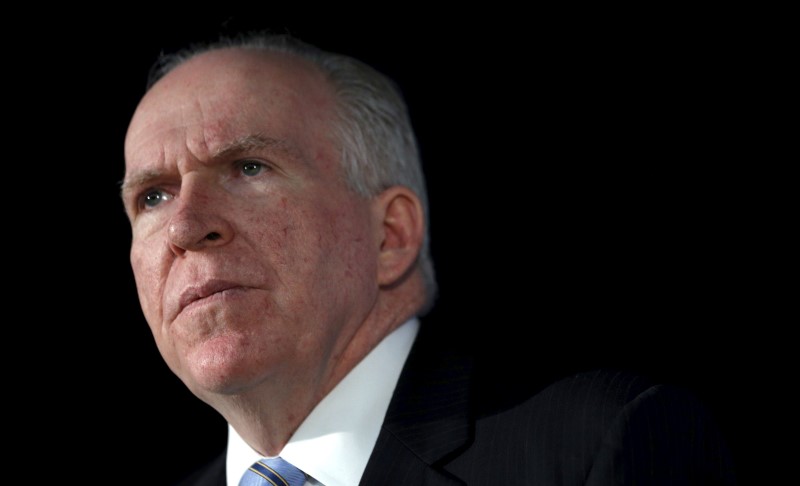 © Reuters. CIA Director Brennan speaks at the State Department in Washington