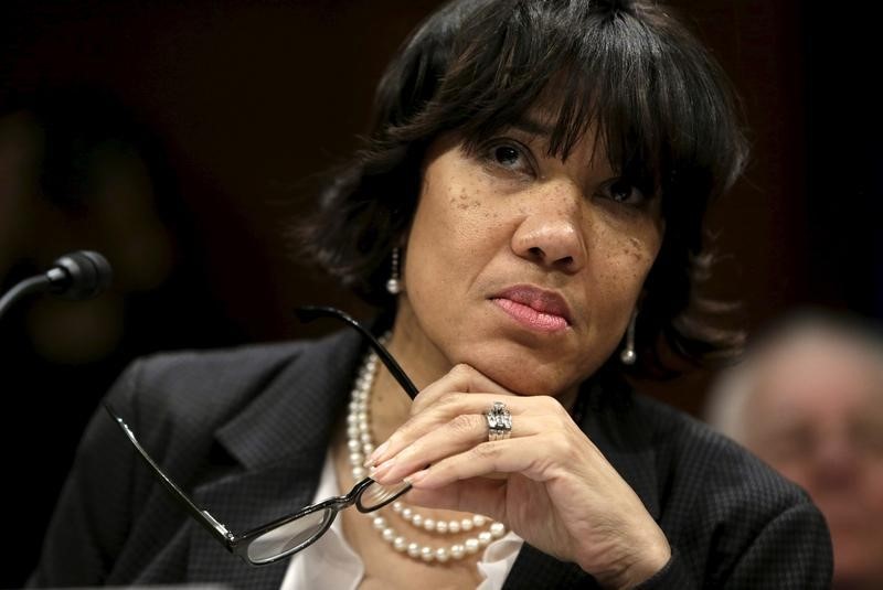 © Reuters. Flint Mayor Weaver awaits to testify before the House Democratic Steering and Policy Committee on the Flint, Michigan lead water crisis in Washington