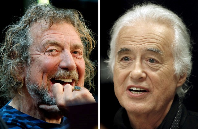 © Reuters. Vocalista do Led Zeppelin, Robert Plant (esquerda), e guitarrista, Jimmy Page, em fotografia combinada