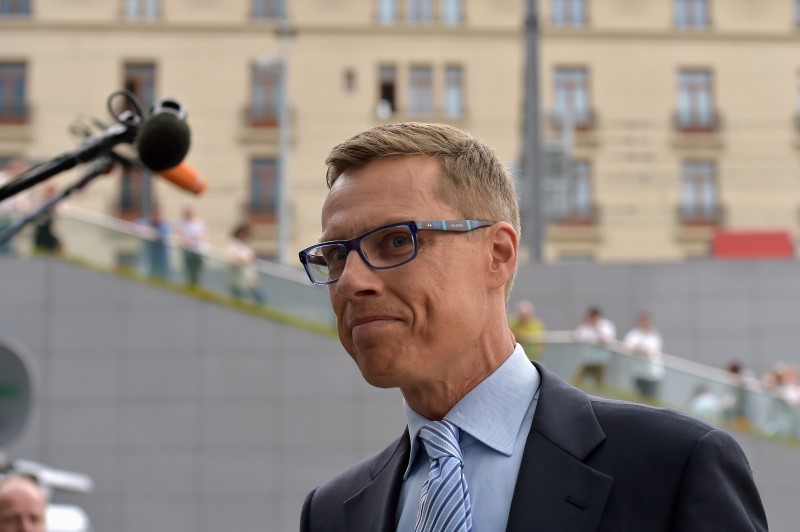 © Reuters. Finland's Finance Minister Stubb arrives at a euro zone finance ministers meeting on the situation in Greece in Brussels, Belgium