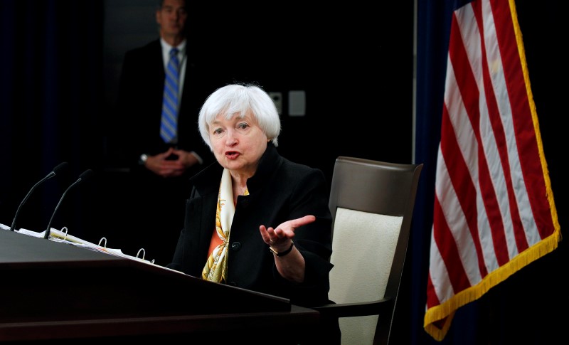© Reuters. U.S. Federal Reserve Chair Janet Yellen holds a news conference following the Fed’s two-day Federal Open Market Committee (FOMC) policy meeting in Washington