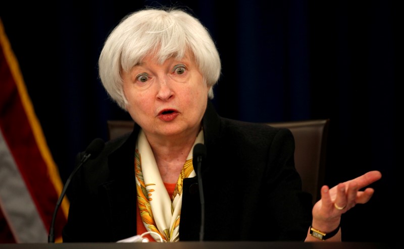 © Reuters. Federal Reserve Chair Janet Yellen holds a press conference in Washington