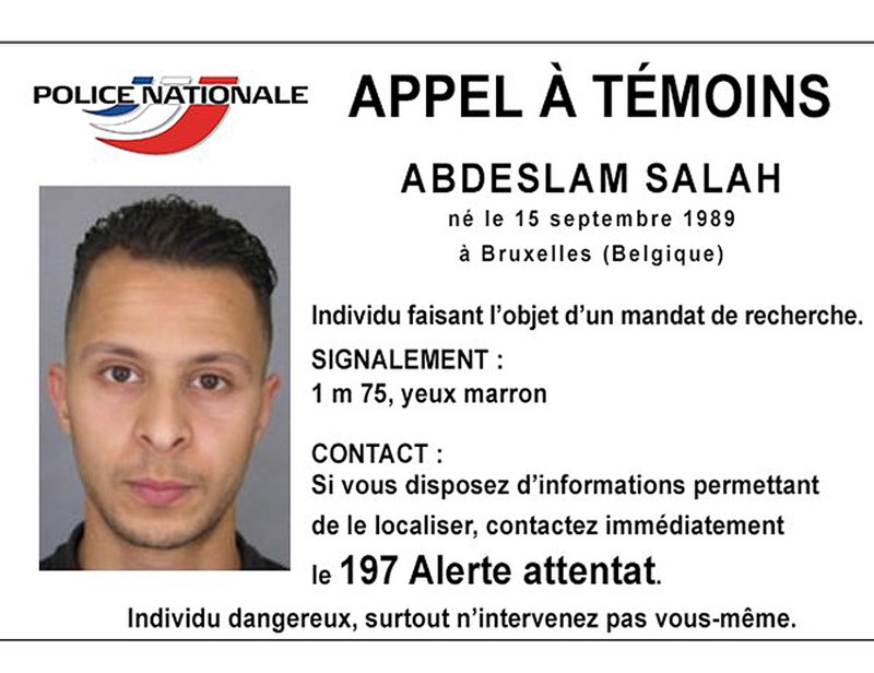 © Reuters. Handout file picture shows Belgian-born Salah Abdeslam on a call for witnesses notice released by the French Police Nationale information services on their twitter account