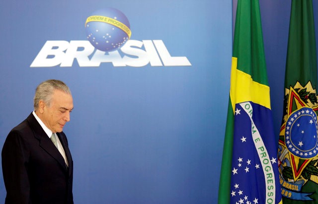 © Reuters. Presidente interino Michel Temer durante discurso no Palácio do Planalto, em Brasília