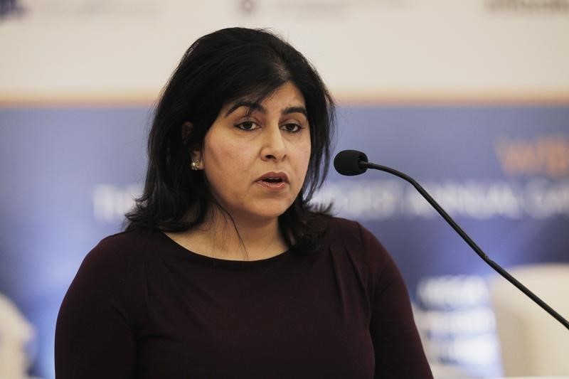 © Reuters. Member of House of Lords in Britain, Baroness Sayeeda Warsi speaks during the World Islamic Banking Conference in Manama