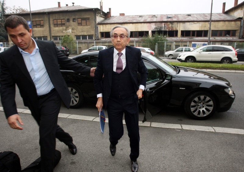 © Reuters. Miskovic, Serbian billionaire retail tycoon, arrives at the Special Court in Belgrade