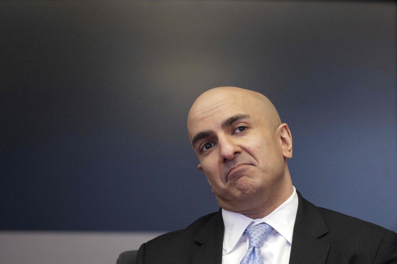 © Reuters. Minneapolis Fed President Neel Kashkari speaks during an interview at Reuters in New York