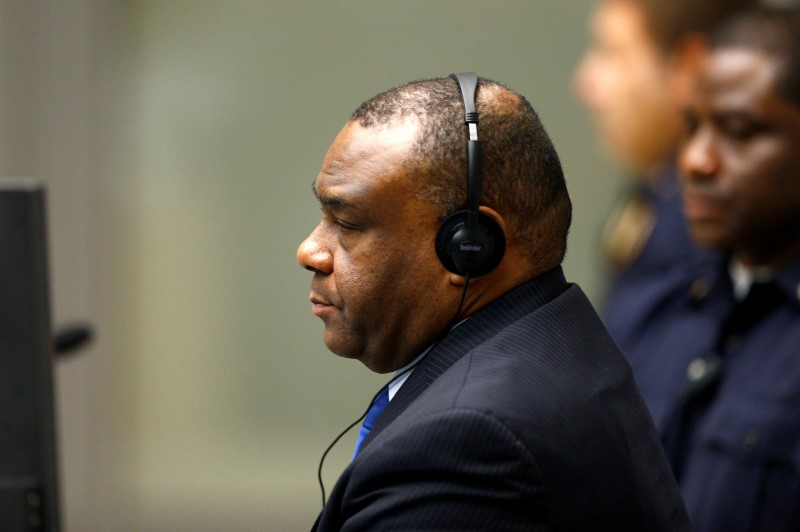 © Reuters. Jean-Pierre Bemba Gombo of the Democratic Republic of the Congo sits in the courtroom of the International Criminal Court (ICC) in The Hague