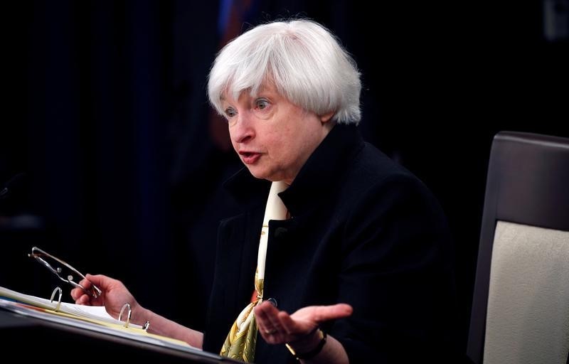 © Reuters. Chair do banco central dos Estados Unidos, Janet Yellen, durante encontro em Washington