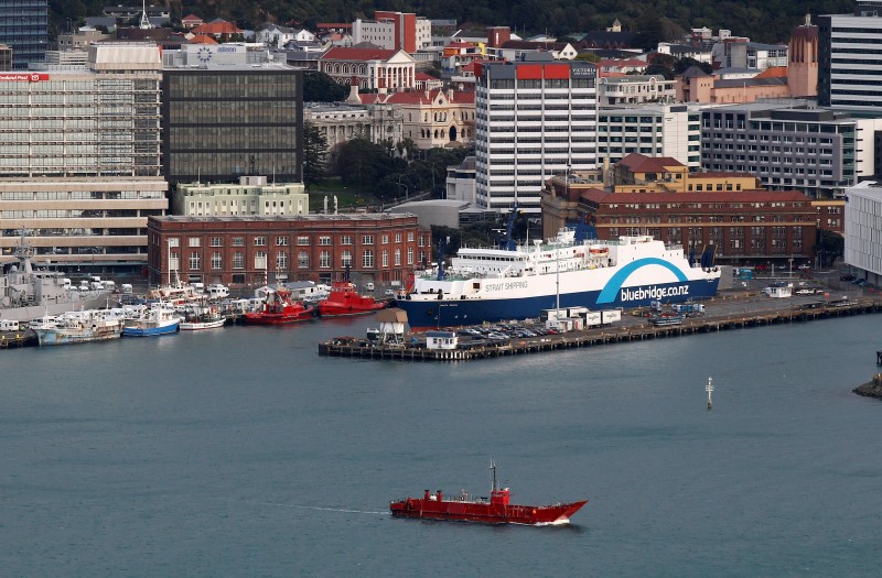 © Reuters. The Bluebridge Cook Strait Ferry is docked at Wellington Harbour