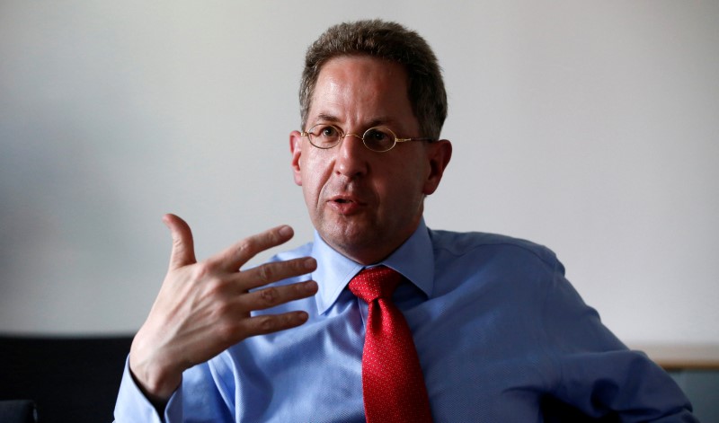 © Reuters. Hans-Georg Maasse, of the Federal Office for the Protection of the Constitution (BfV), gestures during an interview in Berlin, Germany