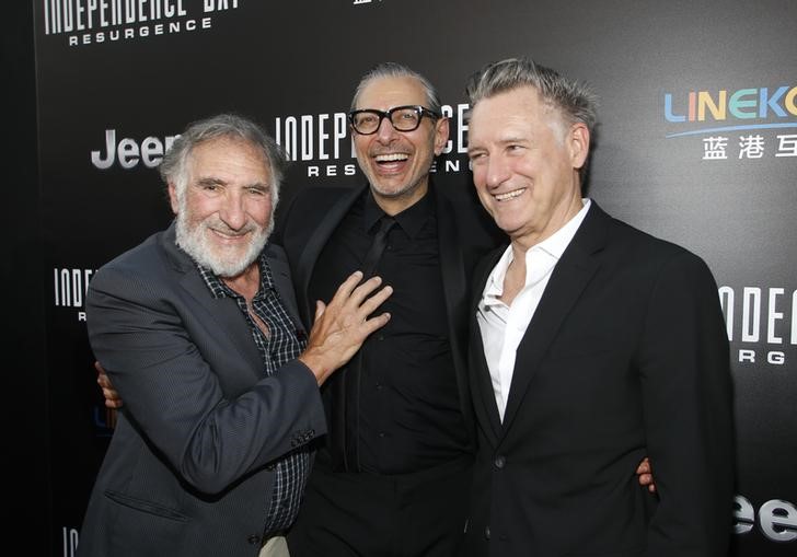 © Reuters. Atores Hirsch, Goldblum e Pullman em lançamento do novo "Independence Day"