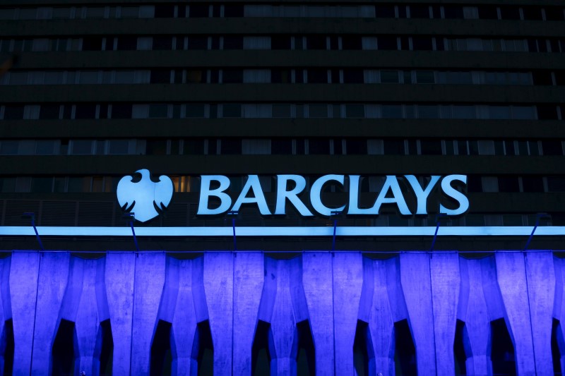 © Reuters. File photo of the logo of Barclays seen on the top of one of its branch in Madrid