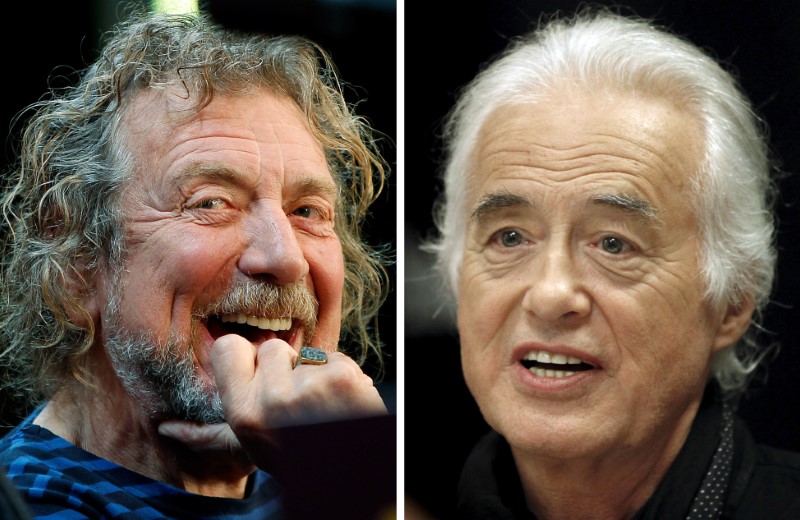 © Reuters. Combinação de fotos do cantor Robert Plant e guitarista Jimmy Page, do Led Zeppelin