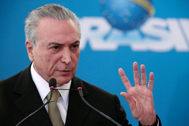 © Reuters. Presidente interino Michel Temer durante evento no Palácio do Planalto, Brasília