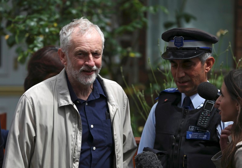 © Reuters. Britain's opposition Labour Party leader Jeremy Corbyn leaves his home in London