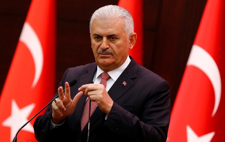 © Reuters. Premiê turco Binali Yildirim faz discurso em Ancara