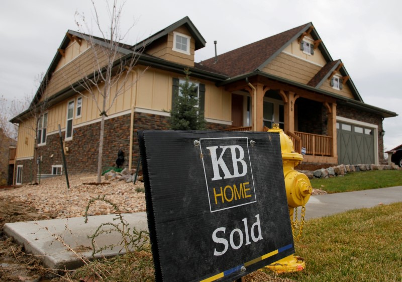 © Reuters. A sold sign is seen outside a house built by KB Home in Golden, Colorado