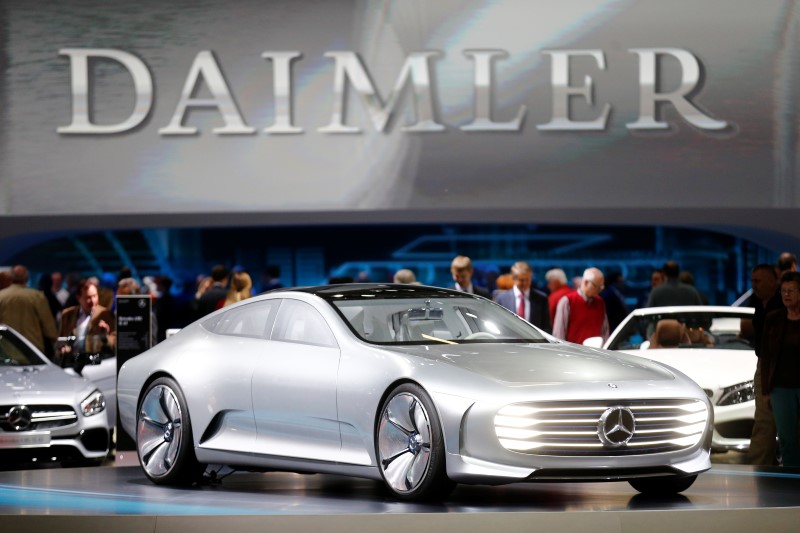 © Reuters. A Mercedes-Benz Concept IAA car is displayed prior to the Daimler annual shareholder meeting in Berlin