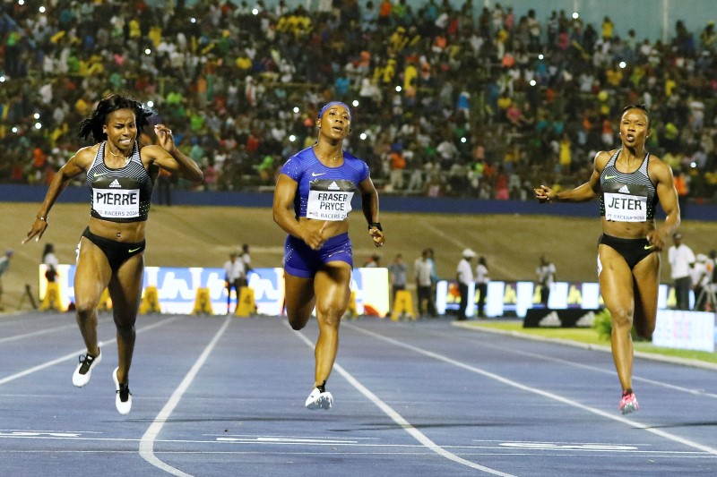 © Reuters. Athletics - Jamaica National Racers Grand Prix - Women's 100m - Kingston
