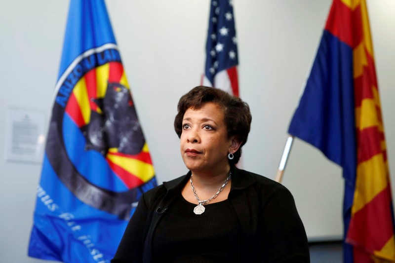 © Reuters. United States Attorney General Loretta Lynch speaks to Reuters in an exclusive interview in Phoenix