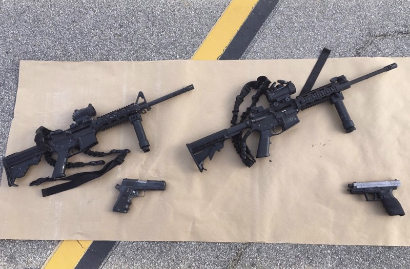 © Reuters. Weapons confiscated from last Wednesday's attack in San Bernardino, California