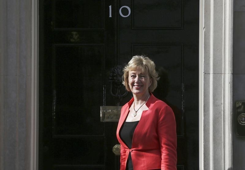 © Reuters. Andrea Leadsom  arrives at 10 Downing Street as Britain's re-elected Prime Minister David Cameron names his new cabinet, in central London